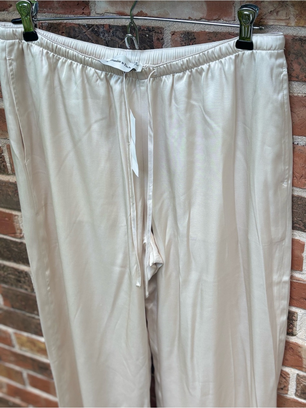 Abercrombie & Fitch Cream Silky Satin Elastic Waist Pants.Fully Lined MWTags SzS - Picture 5 of 9